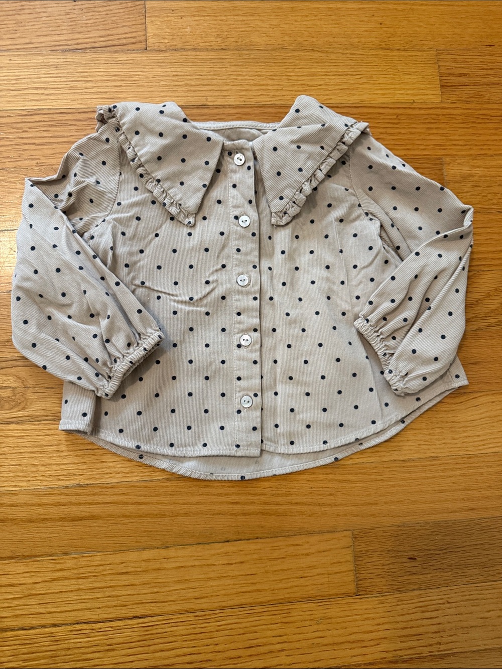 ZARA GIRLS 1 1/2 years Beige Polka Dot Button-Up Top